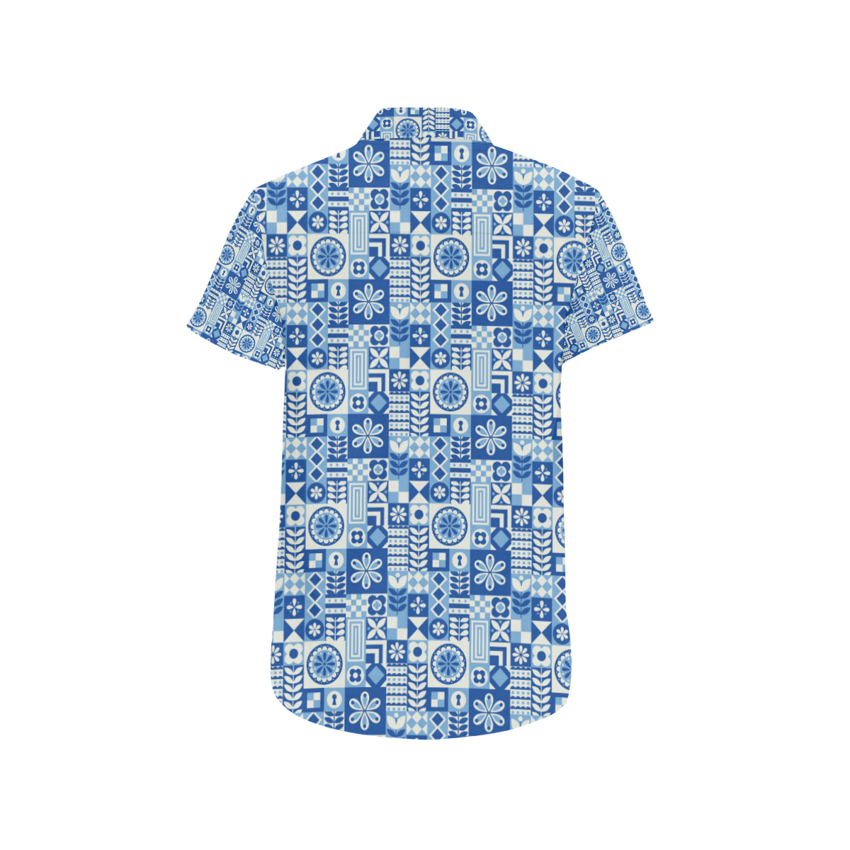 Swedish Print Pattern Men's Short Sleeve Button Up Shirt