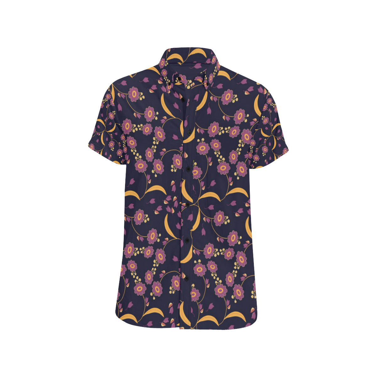 Anemone Pattern Print Design AM012 Men's Short Sleeve Button Up Shirt