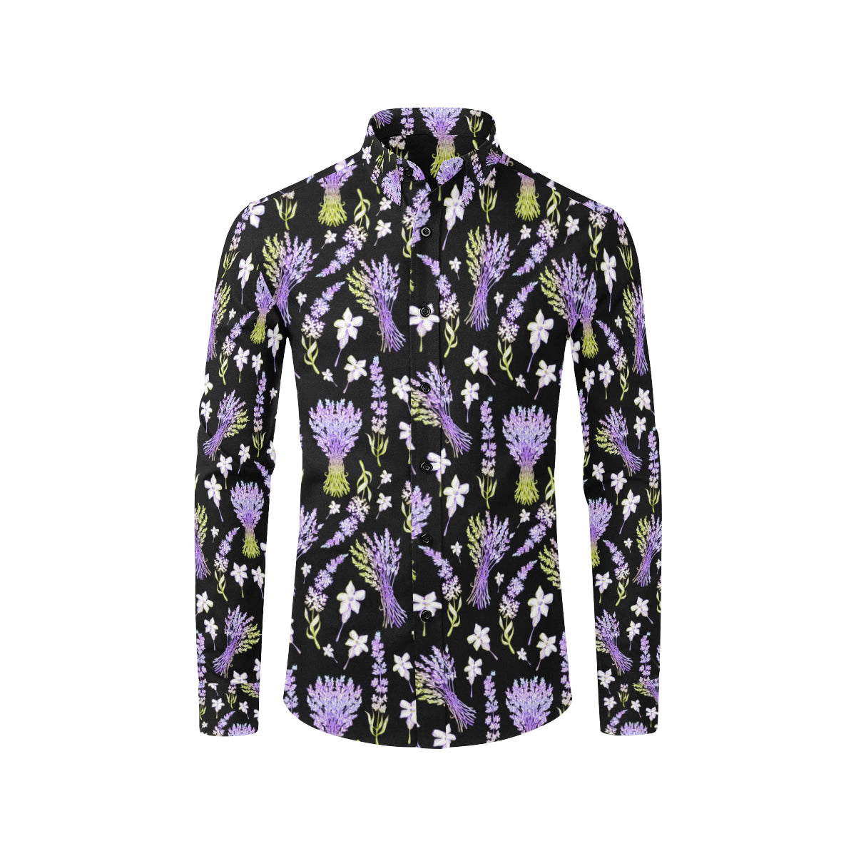 Lavender Pattern Print Design LV04 Men's Long Sleeve Shirt