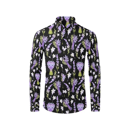 Lavender Pattern Print Design LV04 Men's Long Sleeve Shirt