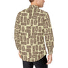 Tiki Brown Mask Print Men's Long Sleeve Shirt