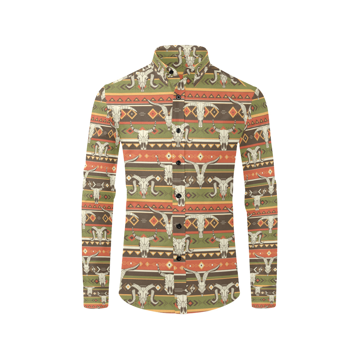 American indian Skull Animal Men's Long Sleeve Shirt