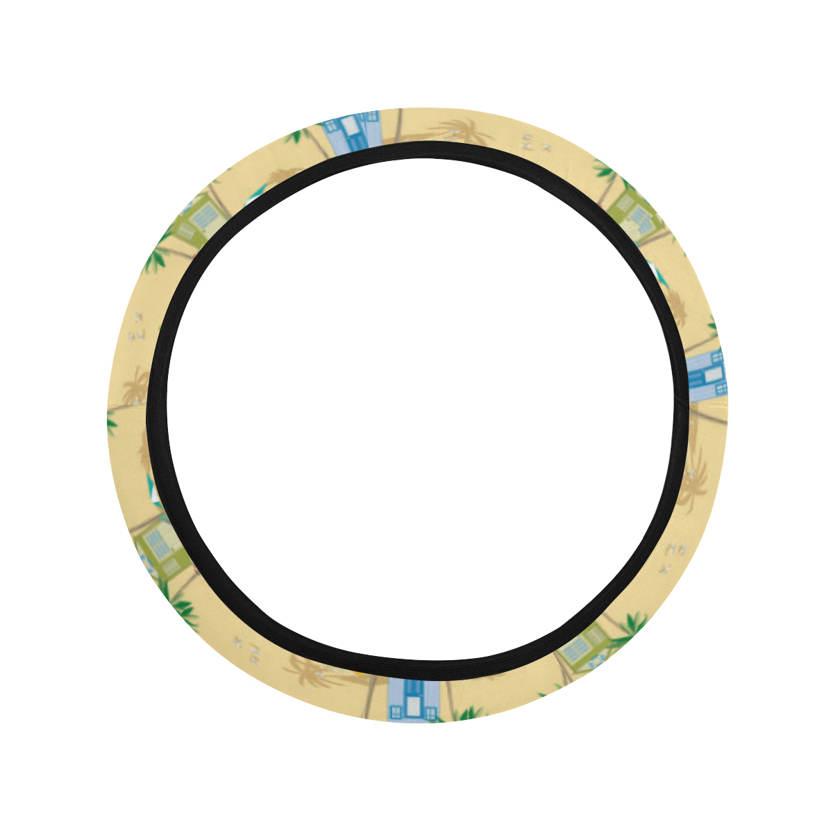 Beach Themed Pattern Print Design 01 Steering Wheel Cover with Elastic Edge