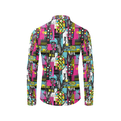 Pop Art Pineapple Pattern Print Design A02 Men's Long Sleeve Shirt