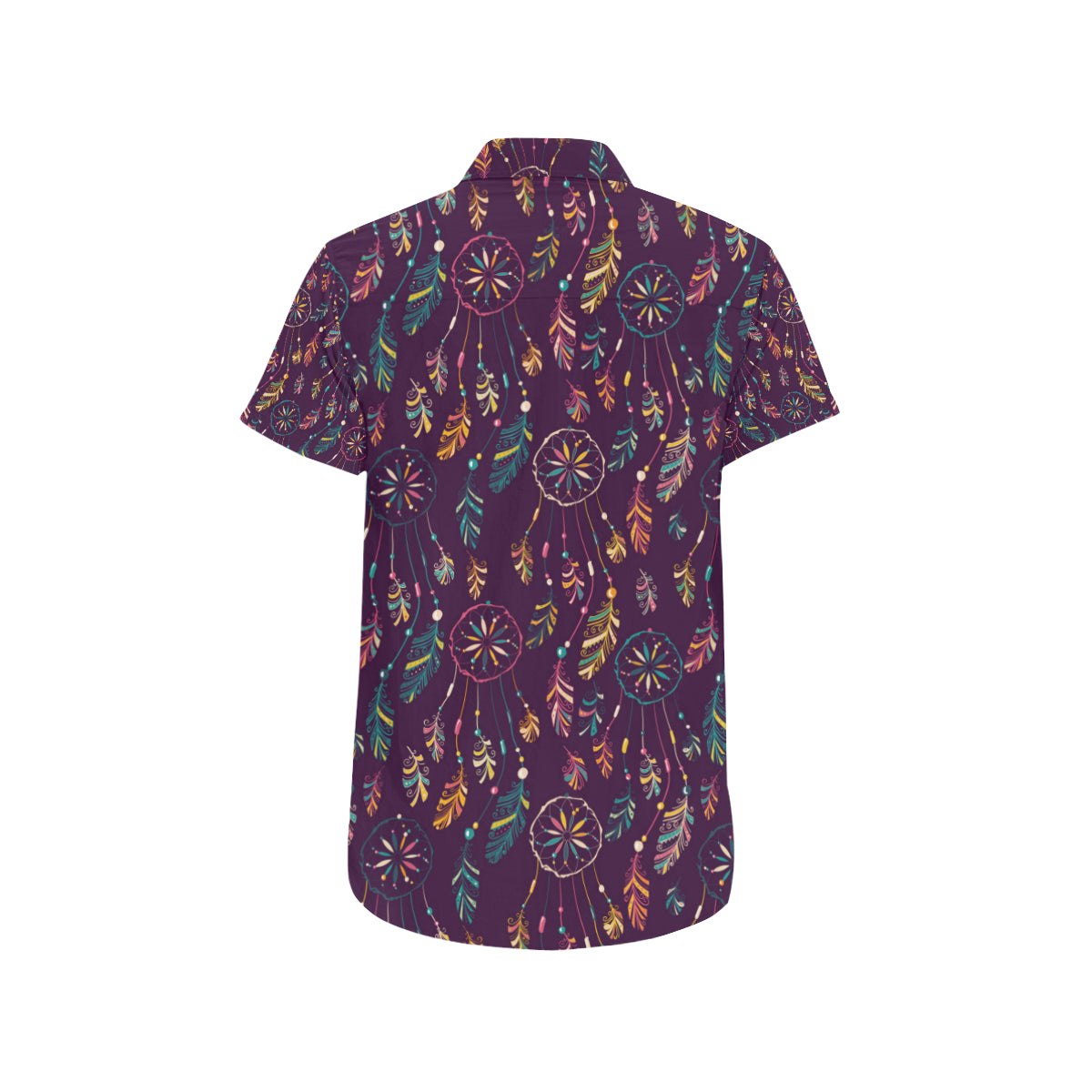 Dream Catcher Boho Design Men's Short Sleeve Button Up Shirt
