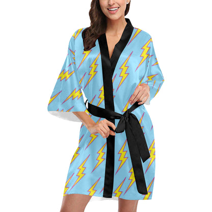 Lightning Thunder Pattern Print Design 02 Women's Short Kimono