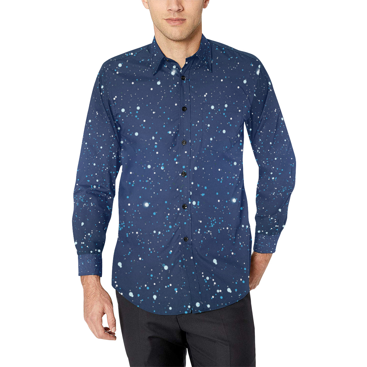 Night sky Pattern Print Design A03 Men's Long Sleeve Shirt
