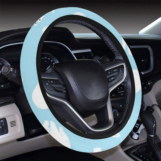 Polar Bear Pattern Print Design PB01 Steering Wheel Cover with Elastic Edge