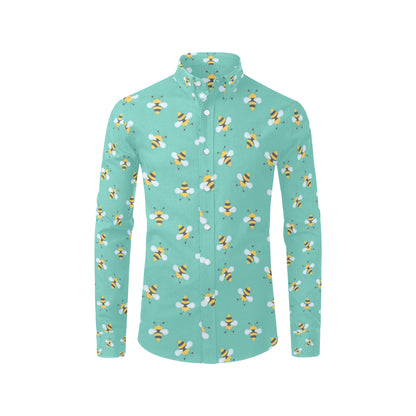 Bee Pattern Print Design 01 Men's Long Sleeve Shirt