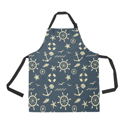 Nautical Pattern Print Design A01 Apron with Pocket