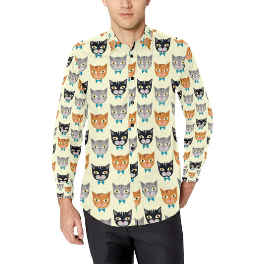 Cat Pattern Print Design 05 Men's Long Sleeve Shirt