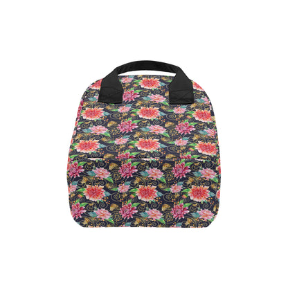 Dahlia Pattern Print Design DH02 Insulated Lunch Bag