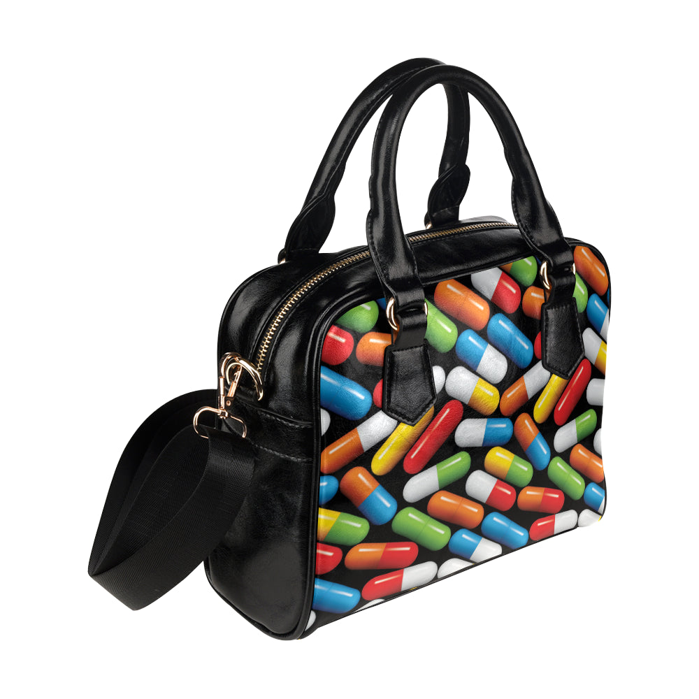 Pill Pattern Print Design A02 Shoulder Handbag