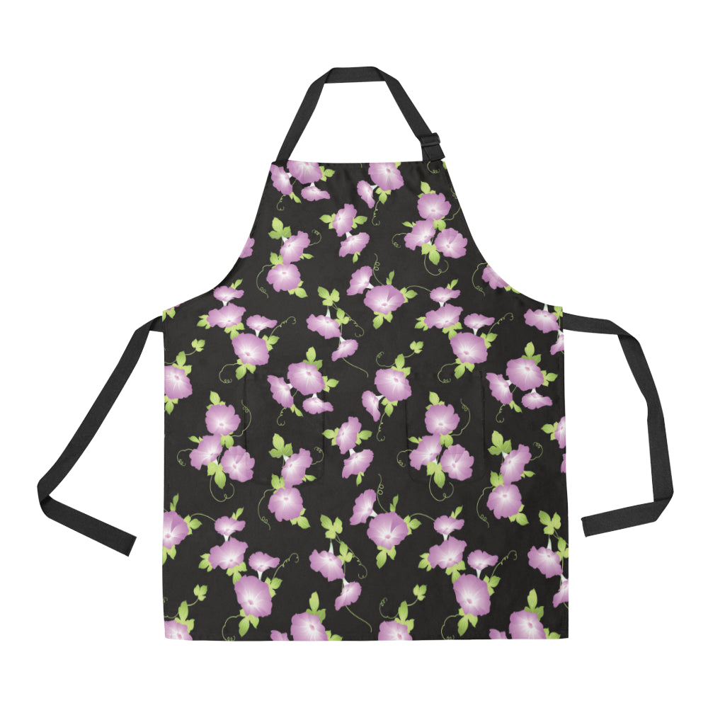 Morning Glory Pattern Print Design MG02 Apron with Pocket
