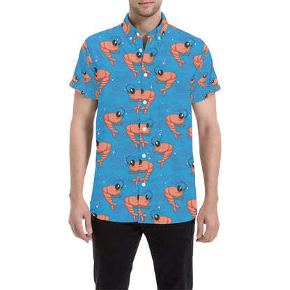 Prawn Cute Pattern Print Design 03 Men's Short Sleeve Button Up Shirt