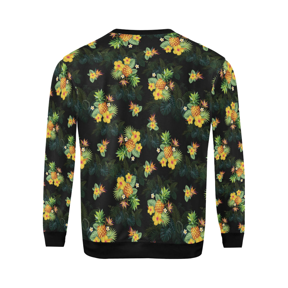 Pineapple Tropical Flower Print Pattern Men Long Sleeve Sweatshirt