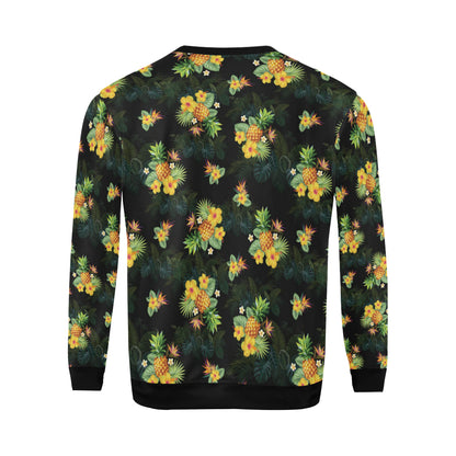 Pineapple Tropical Flower Print Pattern Men Long Sleeve Sweatshirt