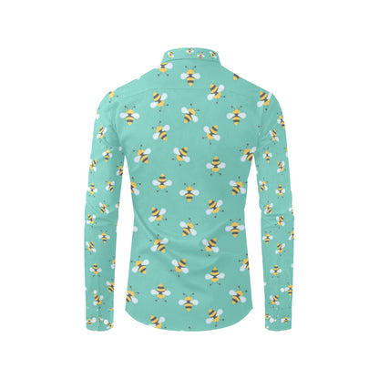 Bee Pattern Print Design 01 Men's Long Sleeve Shirt