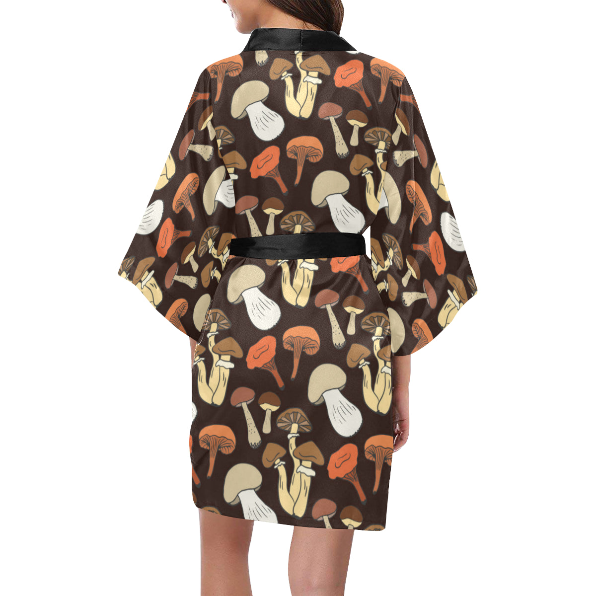 Mushroom Pattern Print Design A05 Women's Short Kimono
