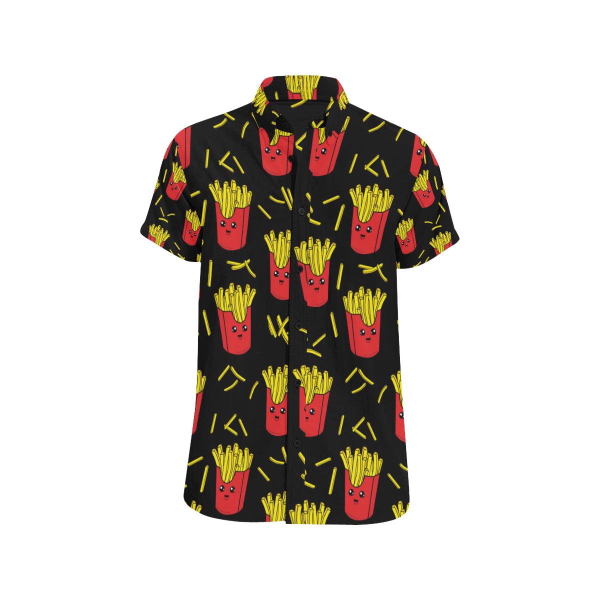 French Fried Pattern Print Design 03 Men's Short Sleeve Button Up Shirt