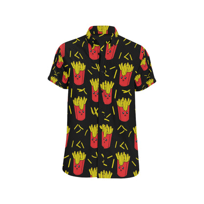 French Fried Pattern Print Design 03 Men's Short Sleeve Button Up Shirt