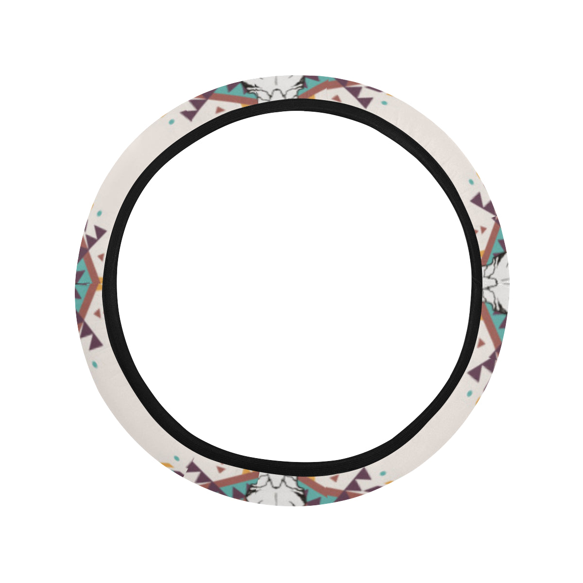 Buffalo Head Pattern Print Design 02 Steering Wheel Cover with Elastic Edge