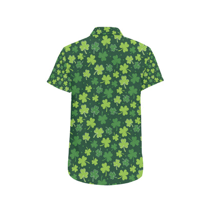 Clover  Pattern Print Design 02 Men's Short Sleeve Button Up Shirt