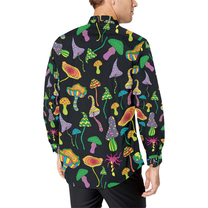 Psychedelic Mushroom Pattern Print Design A02 Men's Long Sleeve Shirt