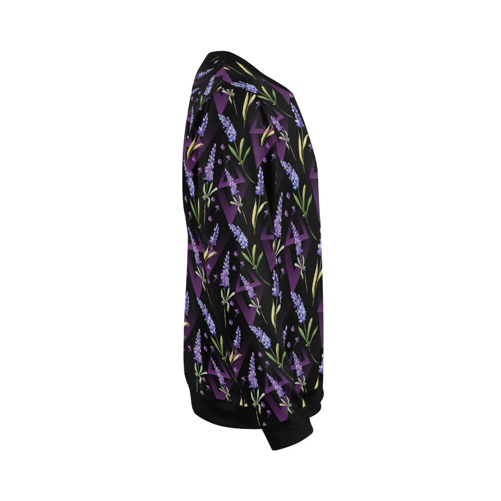 Lavender Pattern Print Design LV07 Men Long Sleeve Sweatshirt