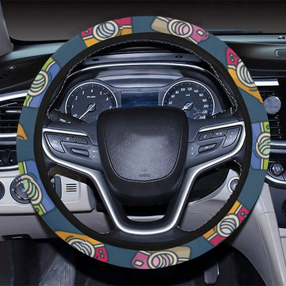 Camera Pattern Print Design 03 Steering Wheel Cover with Elastic Edge