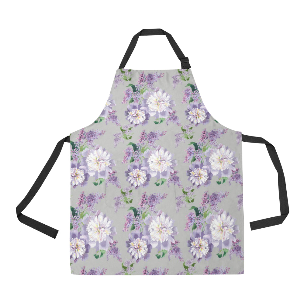 Lilac Pattern Print Design LI07 Apron with Pocket
