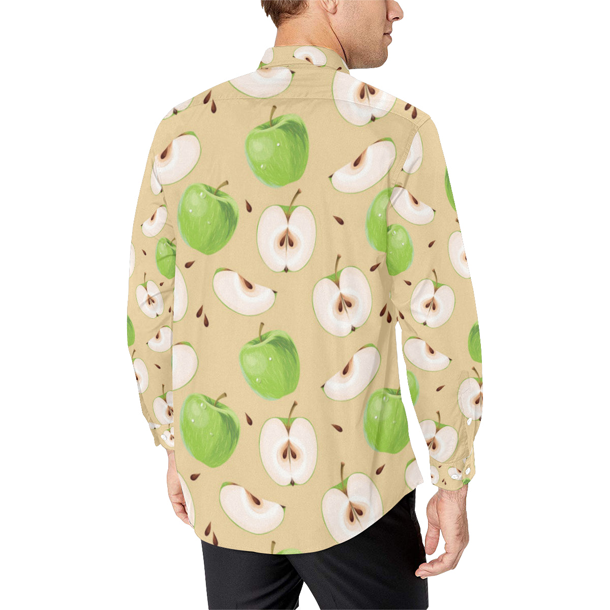 Apple Pattern Print Design AP07 Men's Long Sleeve Shirt
