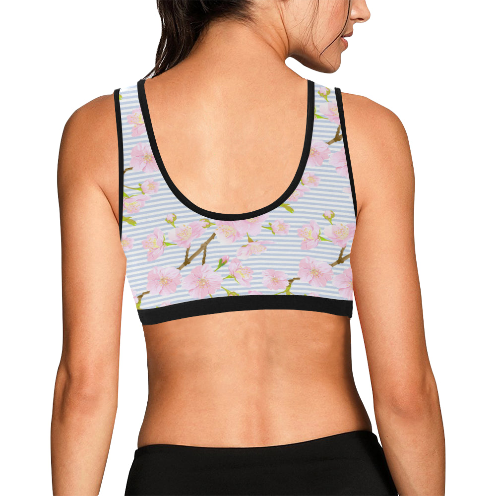 Pink Cherry Blossom Sakura Sports Bra