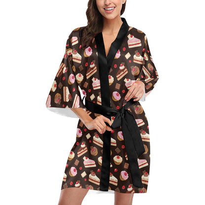 Cake Pattern Print Design 04 Women's Short Kimono