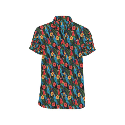 Parrot Pattern Print Design A01 Men's Short Sleeve Button Up Shirt