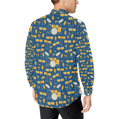 Drum Set Pattern Print Design 03 Men's Long Sleeve Shirt