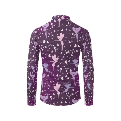 Fairy Pink Print Pattern Men's Long Sleeve Shirt