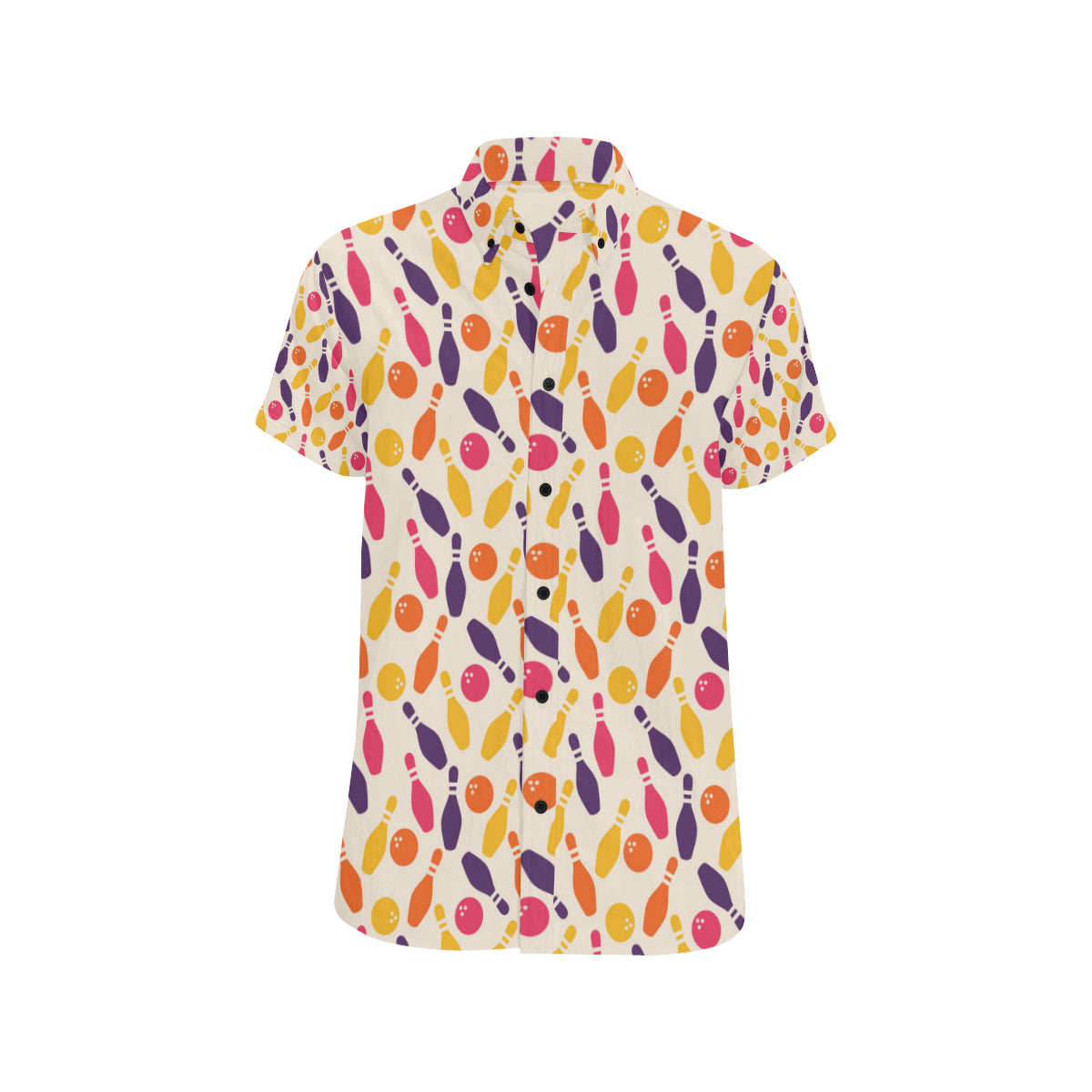 Bowling Pattern Print Design 06 Men's Short Sleeve Button Up Shirt