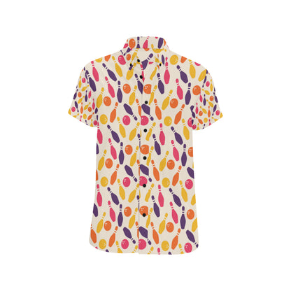 Bowling Pattern Print Design 06 Men's Short Sleeve Button Up Shirt