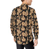 Brown Hibiscus Pattern Print Design HB06 Men's Long Sleeve Shirt