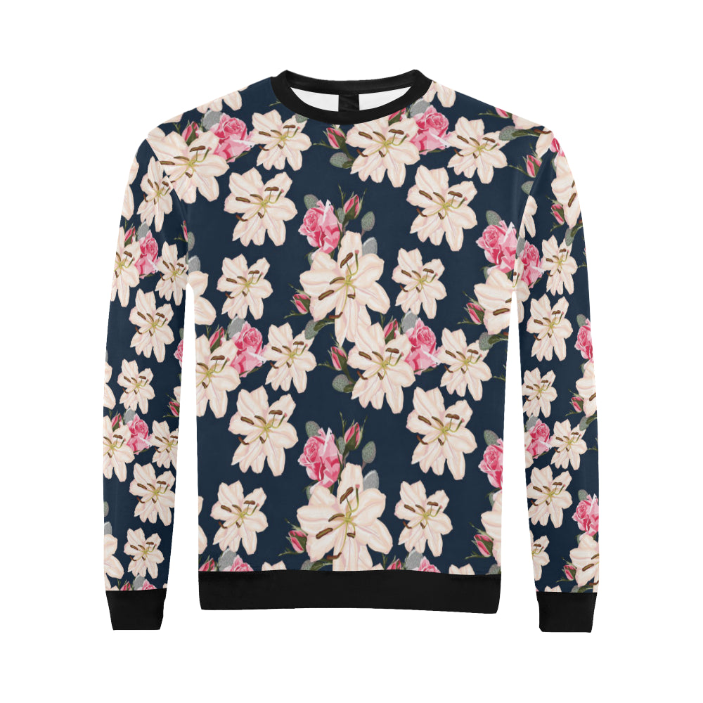 Lily Pattern Print Design LY04 Men Long Sleeve Sweatshirt