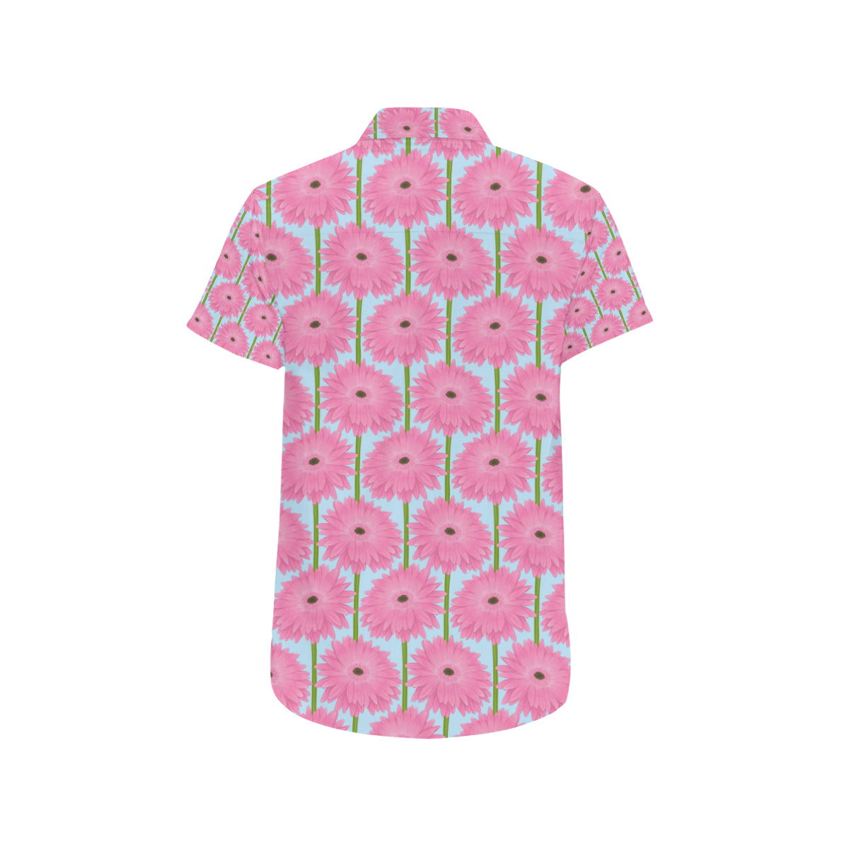 Gerberas Pattern Print Design GB01 Men's Short Sleeve Button Up Shirt