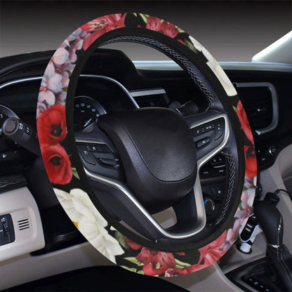 Summer Floral Pattern Print Design SF04 Steering Wheel Cover with Elastic Edge