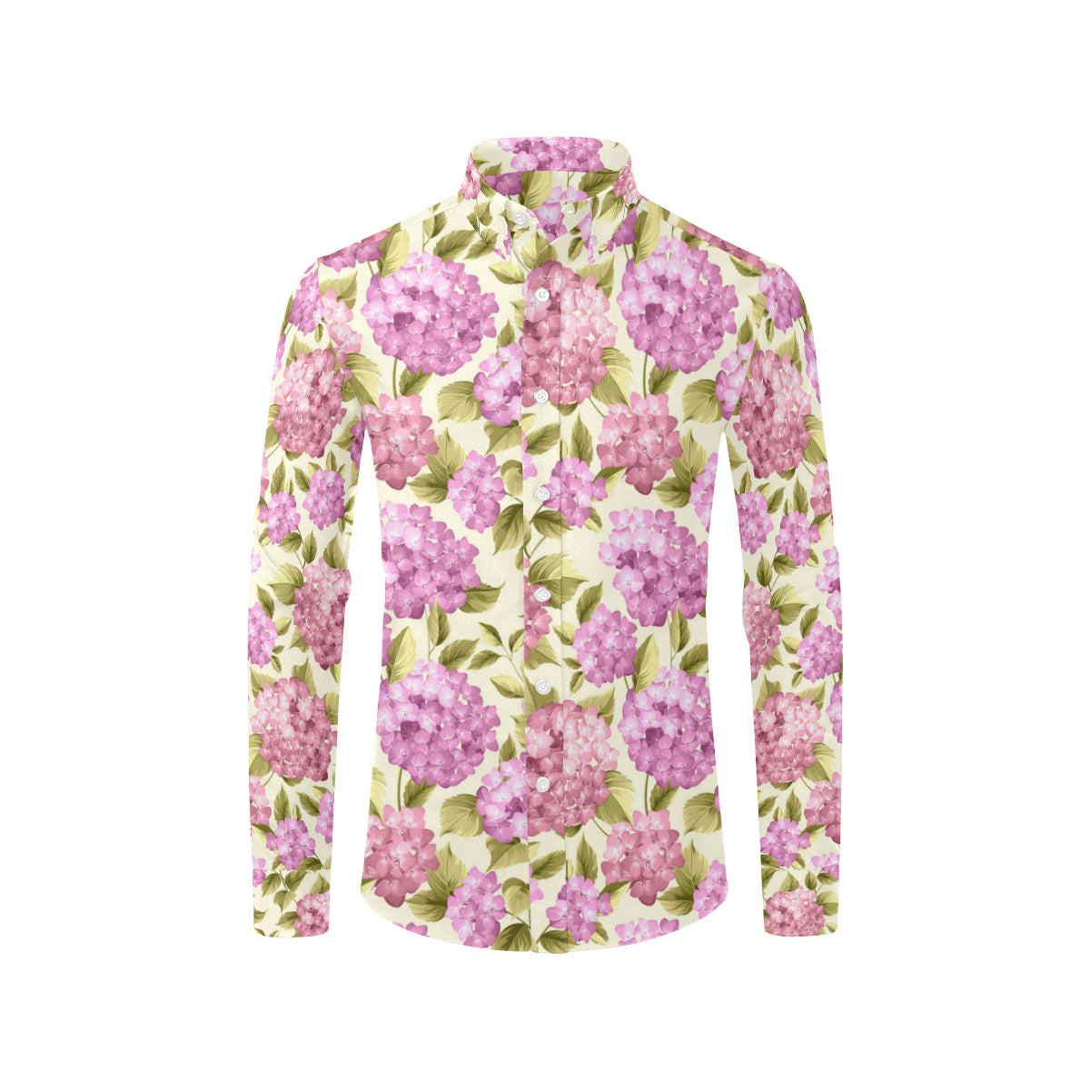 Hydrangea Pattern Print Design HD05 Men's Long Sleeve Shirt