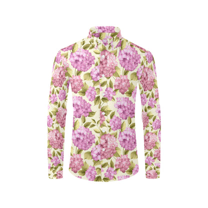 Hydrangea Pattern Print Design HD05 Men's Long Sleeve Shirt