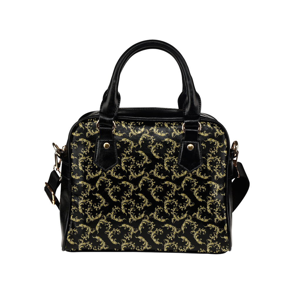 Baroque Golden Pattern Print Design 01 Shoulder Handbag