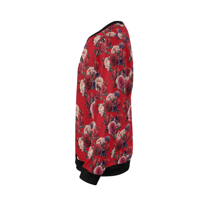 Rose Red Pattern Print Design RO07 Men Long Sleeve Sweatshirt