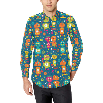 Robot Pattern Print Design A04 Men's Long Sleeve Shirt