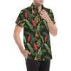 Bird Of Paradise Pattern Print Design BOP010 Men's Short Sleeve Button Up Shirt