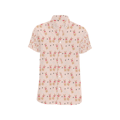 Chihuahua Pattern Print Design 04 Men's Short Sleeve Button Up Shirt